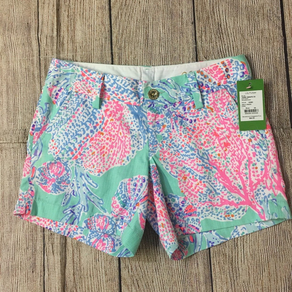 NWT Lilly Pulitzer The Callahan Short Low rise pink mint green blue white SZ 00